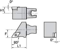 Kennametal - Left Hand Cut, Size KM25, DC.. Insert Compatiblity, External Modular Turning & Profiling Cutting Unit Head - 16mm Ctr to Cutting Edge, 30mm Head Length, Through Coolant, Series Screw-On - Apex Tool & Supply