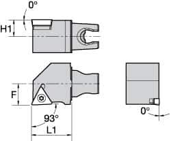 Kennametal - Right Hand Cut, Size KM25, TC.. Insert Compatiblity, External Modular Turning & Profiling Cutting Unit Head - 16mm Ctr to Cutting Edge, 30mm Head Length, Through Coolant, Series Screw-On - Apex Tool & Supply