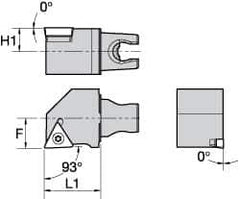 Kennametal - Right Hand Cut, Size KM25, TC.. Insert Compatiblity, External Modular Turning & Profiling Cutting Unit Head - 16mm Ctr to Cutting Edge, 30mm Head Length, Through Coolant, Series Screw-On - Apex Tool & Supply