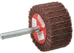 Superior Abrasives - 2" Diam x 1" Face Width, Very Fine Aluminum Oxide Coated Mounted Flap Wheel - 1/4" Shank Mount, 180 Grit, Interleaf, 12,000 Max RPM - Apex Tool & Supply