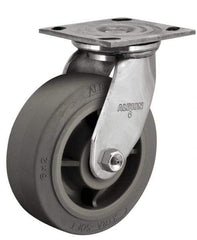 Albion - 4" Diam x 2" Wide x 5-5/8" OAH Top Plate Mount Swivel Caster - Polyurethane, 1,000 Lb Capacity, Delrin Bearing, 4 x 4-1/2" Plate - Apex Tool & Supply