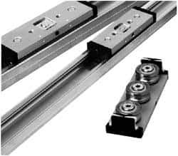 Pacific Bearing - 960mm OAL x 65mm Overall Width x 27mm Overall Height Self Lubricated Linear Guide Systems - 80mm Between Holes, 1338 Lb. Capacity - Apex Tool & Supply