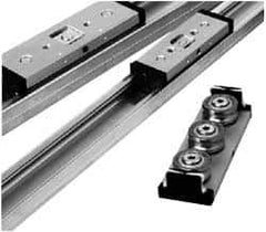 Pacific Bearing - 480mm OAL x 65mm Overall Width x 27mm Overall Height Self Lubricated Linear Guide Systems - 80mm Between Holes, 1338 Lb. Capacity - Apex Tool & Supply