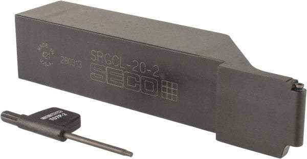 Seco - SRGC, Left Hand Cut, 1-1/4" Shank Height x 1-1/4" Shank Width, Neutral Rake Indexable Turning Toolholder - 6" OAL, RCMT22 Insert Compatibility, Series Screw Lock - Apex Tool & Supply