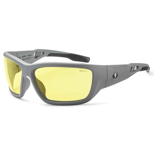 Baldr Yellow Lens Matte Gray Safety Glasses - Apex Tool & Supply