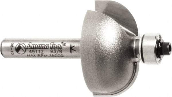 Amana Tool - 1-1/8" Cut Diam, 9/16" Length of Cut, 2 Flute Cove Edge Profile Router Bit - Carbide-Tipped, 1/4" Shank Diam, 2" OAL, Uncoated - Apex Tool & Supply