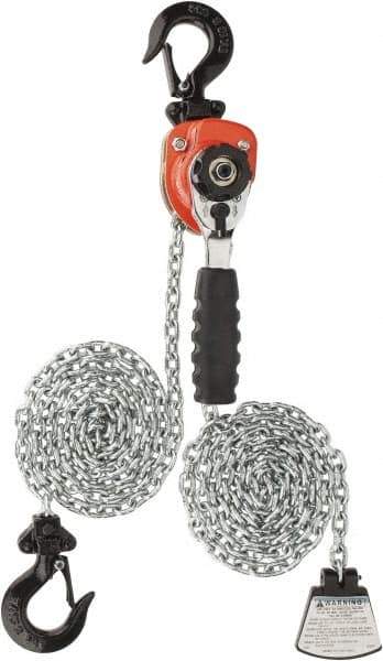 CM - 550 Lb Lifting Capacity, 10' Lift Height, Mini-Ratchet Lever Hoist - Made from Chain, 56 Lb Avg Pull to Lift Rated Load, 1 Chain - Apex Tool & Supply