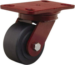 Hamilton - 4" Diam x 2" Wide x 5-5/8" OAH Top Plate Mount Swivel Caster - Nylon, 2,000 Lb Capacity, Sealed Precision Ball Bearing, 4-1/2 x 6-1/2" Plate - Apex Tool & Supply