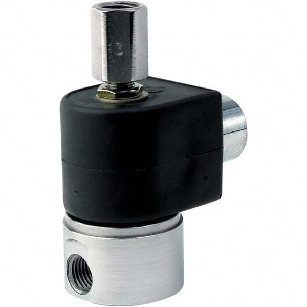 Parker - 120/60 - 110/50 VAC 1/8" NPT Port Stainless Steel Three-Way Direct Acting Solenoid Valve - Apex Tool & Supply