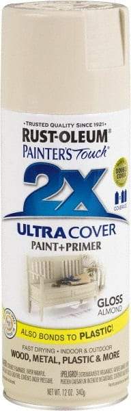 Rust-Oleum - Almond (Color), Gloss, Enamel Spray Paint - 8 to 12 Sq Ft per Can, 12 oz Container - Apex Tool & Supply