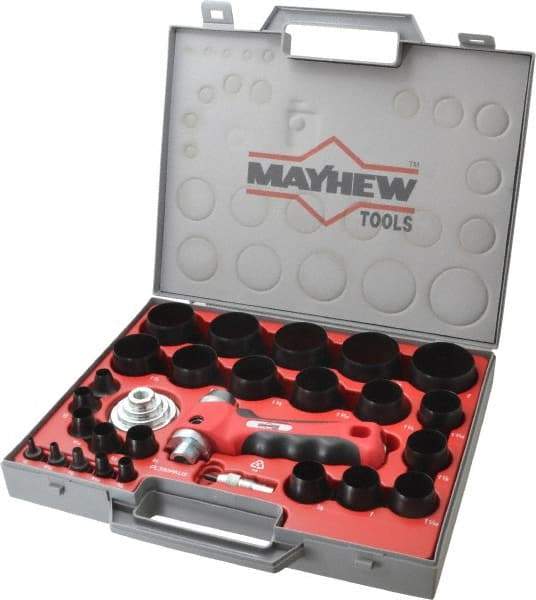 Mayhew - 28 Piece, 1/8 to 2", Hollow Punch Set - Carbon Alloy Steel, Comes in Polypropylene Case - Apex Tool & Supply