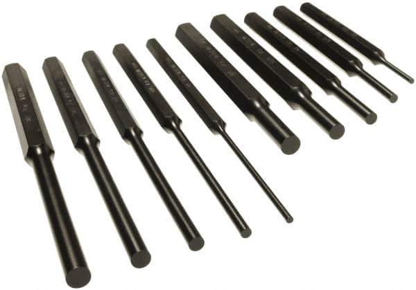 Mayhew - 10 Piece, 1/8 to 3/8", Pin Punch Set - Alloy Steel, Comes in Vinyl Pouch - Apex Tool & Supply