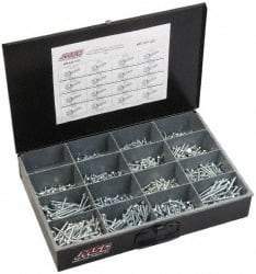 Value Collection - 970 Piece, #6-1/2 to #14 - 2-1/2, Steel Set Screw Assortment - Hex Head, Hex Drive, 1/2 to 2-1/2" Long, Zinc-Plated Finish - Apex Tool & Supply