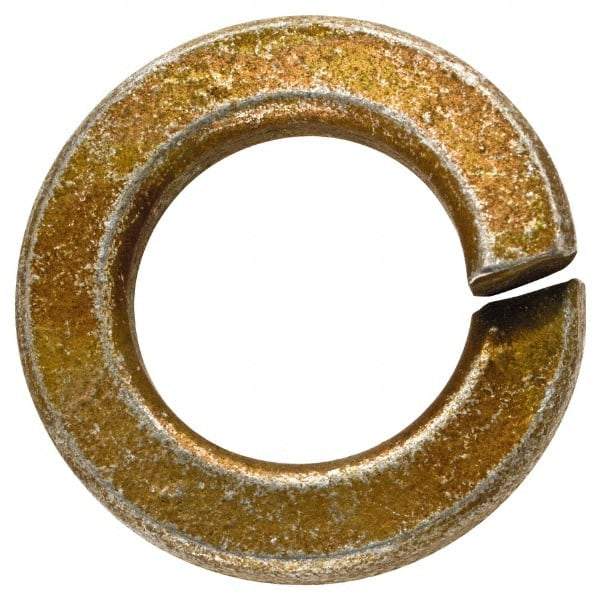Made in USA - 1/2", 1/8" Thick Split Lock Washer - 1060 Spring Steel, Zinc Yellow Dichromate Finish, 0.502" Min ID, 0.512" Max ID, 0.889" Max OD - Apex Tool & Supply