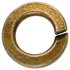 Made in USA - 1/2", 1/8" Thick Split Lock Washer - 1060 Spring Steel, Zinc Yellow Dichromate Finish, 0.502" Min ID, 0.512" Max ID, 0.889" Max OD - Apex Tool & Supply