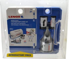 Lenox - 7 Piece, 7/8" to 2" Saw Diam, Contractor's Hole Saw Kit - Bi-Metal, Toothed Edge, Includes 5 Hole Saws - Apex Tool & Supply