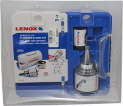 Lenox - 7 Piece, 1-1/4" to 2-1/2" Saw Diam, Plumber's Hole Saw Kit - Bi-Metal, Toothed Edge, Includes 5 Hole Saws - Apex Tool & Supply