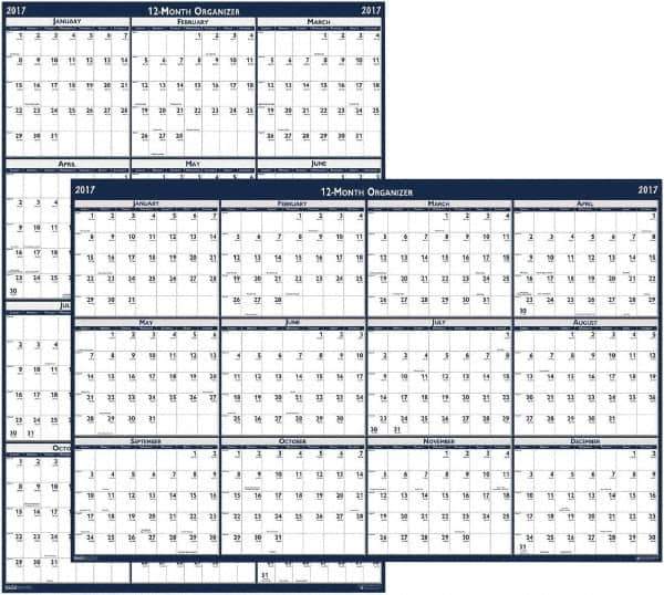 House of Doolittle - 1 Sheet, 24 x 37", Erasable Wall Calendar - Blue & Gray - Apex Tool & Supply