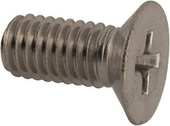 Made in USA - #10-32 UNF, 7/16" OAL Phillips Drive Machine Screw - Flat Head, Grade 18-8 Stainless Steel, Without Washer - Apex Tool & Supply