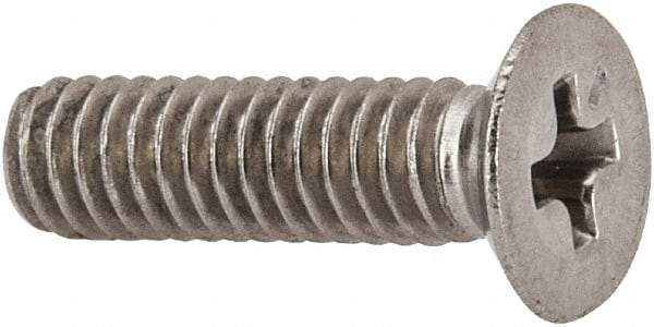 Made in USA - #8-32 UNC, 5/8" OAL Phillips Drive Machine Screw - Flat Head, Grade 18-8 Stainless Steel, Passivated Finish, Without Washer - Apex Tool & Supply