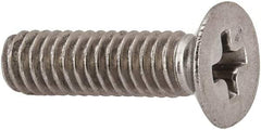 Made in USA - #8-32 UNC, 5/8" OAL Phillips Drive Machine Screw - Flat Head, Grade 18-8 Stainless Steel, Passivated Finish, Without Washer - Apex Tool & Supply
