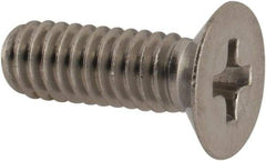 Made in USA - #8-32 UNC, 1/2" OAL Phillips Drive Machine Screw - Flat Head, Grade 18-8 Stainless Steel, Passivated Finish, Without Washer - Apex Tool & Supply