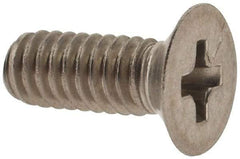 Made in USA - #8-32 UNC, 7/16" OAL Phillips Drive Machine Screw - Flat Head, Grade 18-8 Stainless Steel, Passivated Finish, Without Washer - Apex Tool & Supply