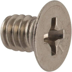 Made in USA - #8-32 UNC, 1/4" OAL Phillips Drive Machine Screw - Flat Head, Grade 18-8 Stainless Steel, Passivated Finish, Without Washer - Apex Tool & Supply
