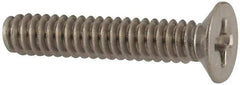 Made in USA - #6-32 UNC, 3/4" OAL Phillips Drive Machine Screw - Flat Head, Grade 18-8 Stainless Steel, Passivated Finish, Without Washer - Apex Tool & Supply