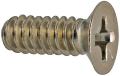 Made in USA - #6-32 UNC, 3/8" OAL Phillips Drive Machine Screw - Flat Head, Grade 18-8 Stainless Steel, Passivated Finish, Without Washer - Apex Tool & Supply