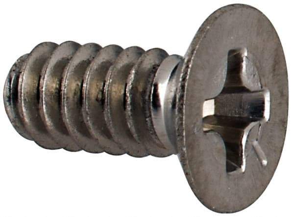 Made in USA - #6-32 UNC, 5/16" OAL Phillips Drive Machine Screw - Flat Head, Grade 18-8 Stainless Steel, Passivated Finish, Without Washer - Apex Tool & Supply