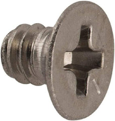 Made in USA - #6-32 UNC, 3/16" OAL Phillips Drive Machine Screw - Flat Head, Grade 18-8 Stainless Steel, Passivated Finish, Without Washer - Apex Tool & Supply