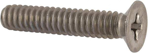 Made in USA - #10-24 UNC, 1" OAL Phillips Drive Machine Screw - Flat Head, Grade 18-8 Stainless Steel, Without Washer - Apex Tool & Supply