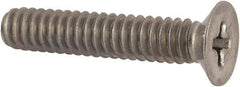 Made in USA - #10-24 UNC, 1" OAL Phillips Drive Machine Screw - Flat Head, Grade 18-8 Stainless Steel, Without Washer - Apex Tool & Supply