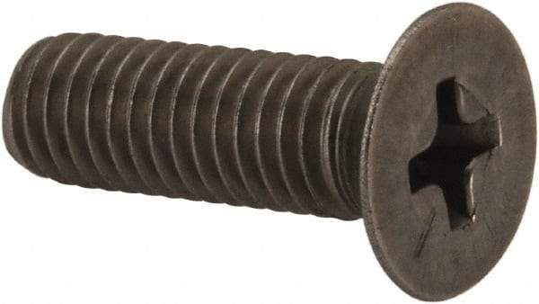 Made in USA - #10-32 UNF, 5/8" OAL Phillips Drive Machine Screw - Flat Head, Grade 18-8 Stainless Steel, Passivated Finish, Without Washer - Apex Tool & Supply