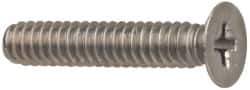 Made in USA - 1/4-28 UNF, 1-5/8" OAL Phillips Drive Machine Screw - Flat Head, Grade 18-8 Stainless Steel, Passivated Finish, Without Washer - Apex Tool & Supply