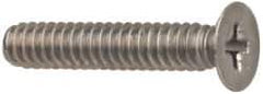 Made in USA - 1/4-28 UNF, 1-3/8" OAL Phillips Drive Machine Screw - Flat Head, Grade 18-8 Stainless Steel, Passivated Finish, Without Washer - Apex Tool & Supply