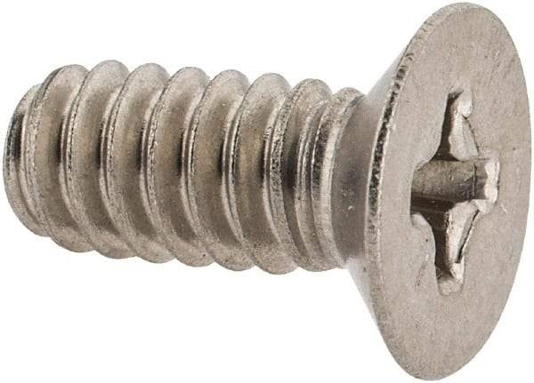 Made in USA - #10-24 UNC, 7/16" OAL Phillips Drive Machine Screw - Flat Head, Grade 18-8 Stainless Steel, Without Washer - Apex Tool & Supply