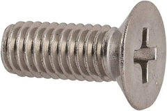 Made in USA - #10-32 UNF, 1/2" OAL Phillips Drive Machine Screw - Flat Head, Grade 18-8 Stainless Steel, Passivated Finish, Without Washer - Apex Tool & Supply