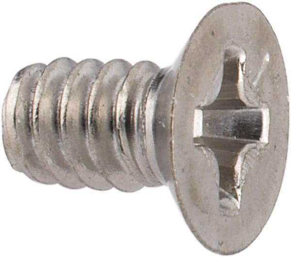 Made in USA - #6-32 UNC, 1/4" OAL Phillips Drive Machine Screw - Flat Head, Grade 18-8 Stainless Steel, Passivated Finish, Without Washer - Apex Tool & Supply