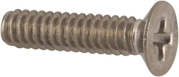 Made in USA - #4-40 UNC, 1/2" OAL Phillips Drive Machine Screw - Flat Head, Grade 18-8 Stainless Steel, Passivated Finish, Without Washer - Apex Tool & Supply