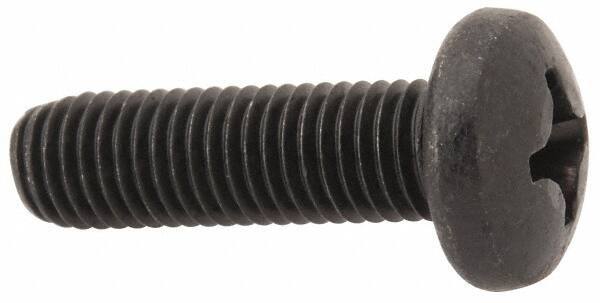 Made in USA - 1/4-28 UNF, 7/8" Length Under Head Phillips Drive Machine Screw - Pan Head, Grade 18-8 Stainless Steel, Black Oxide Finish, Without Washer - Apex Tool & Supply