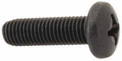 Made in USA - 1/4-28 UNF, 7/8" Length Under Head Phillips Drive Machine Screw - Pan Head, Grade 18-8 Stainless Steel, Black Oxide Finish, Without Washer - Apex Tool & Supply