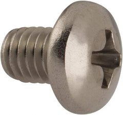 Made in USA - #10-32 UNF, 1/4" Length Under Head Phillips Drive Machine Screw - Pan Head, Grade 18-8 Stainless Steel, Black Oxide Finish, Without Washer - Apex Tool & Supply