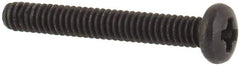 Made in USA - #0-80 UNF, 7/16" Length Under Head Phillips Drive Machine Screw - Pan Head, Grade 18-8 Stainless Steel, Black Oxide Finish, Without Washer - Apex Tool & Supply