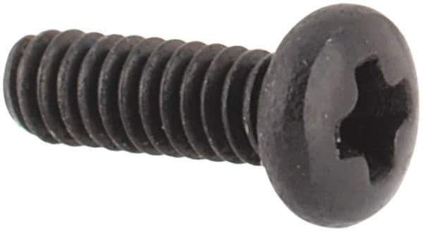 Made in USA - #0-80 UNF, 3/16" Length Under Head Phillips Drive Machine Screw - Pan Head, Grade 18-8 Stainless Steel, Black Oxide Finish, Without Washer - Apex Tool & Supply