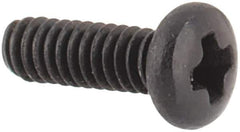 Made in USA - #0-80 UNF, 3/16" Length Under Head Phillips Drive Machine Screw - Pan Head, Grade 18-8 Stainless Steel, Black Oxide Finish, Without Washer - Apex Tool & Supply