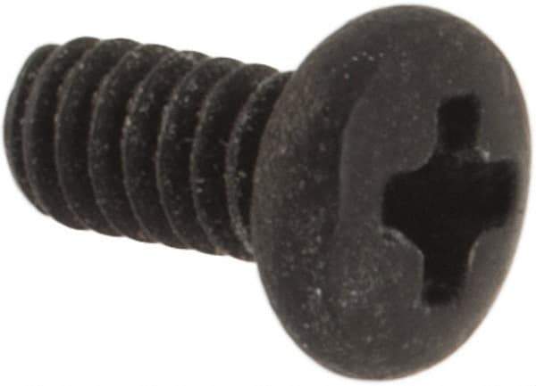 Made in USA - #0-80 UNF, 1/8" Length Under Head Phillips Drive Machine Screw - Pan Head, Grade 18-8 Stainless Steel, Black Oxide Finish, Without Washer - Apex Tool & Supply
