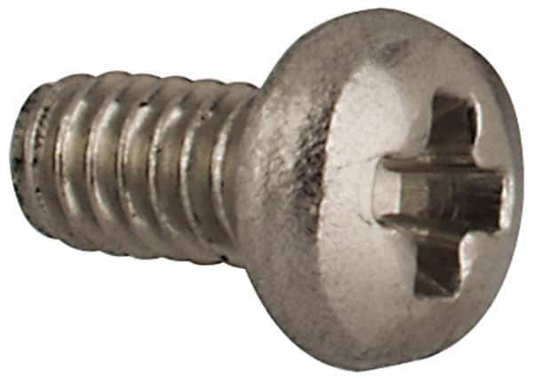 Made in USA - #0-80 UNF, 1/8" Length Under Head Phillips Drive Machine Screw - Pan Head, Grade 18-8 Stainless Steel, Without Washer - Apex Tool & Supply