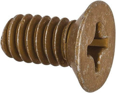 Made in USA - 1/4-20 UNC, 1/2" OAL Phillips Drive Machine Screw - Flat Head, Grade 3 Steel, Yellow Cadmium-Plated Finish, Without Washer - Apex Tool & Supply